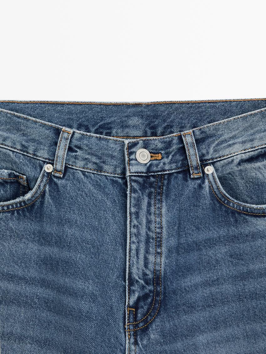 Massimo Dutti Relaxed Fit Wide-leg Mid-rise Women Jeans Blue | US-TI9164258