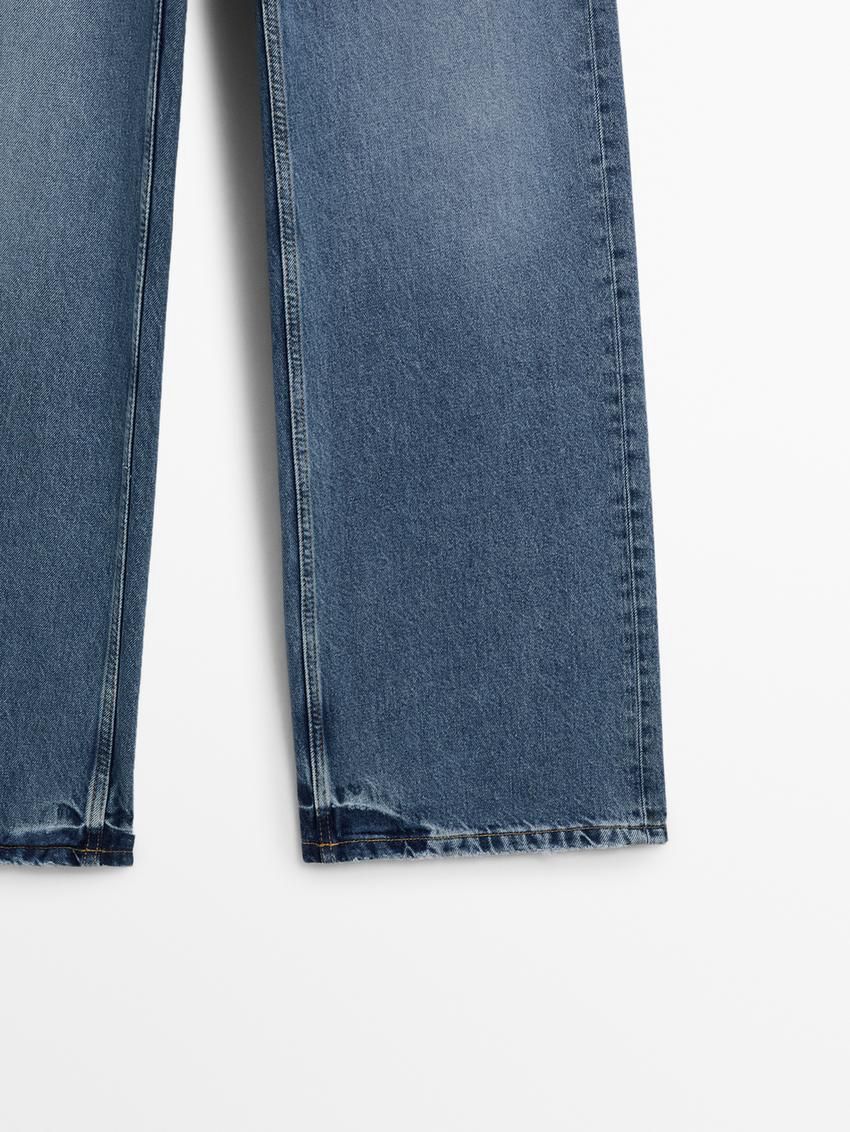 Massimo Dutti Relaxed Fit Wide-leg Mid-rise Women Jeans Blue | US-TI9164258