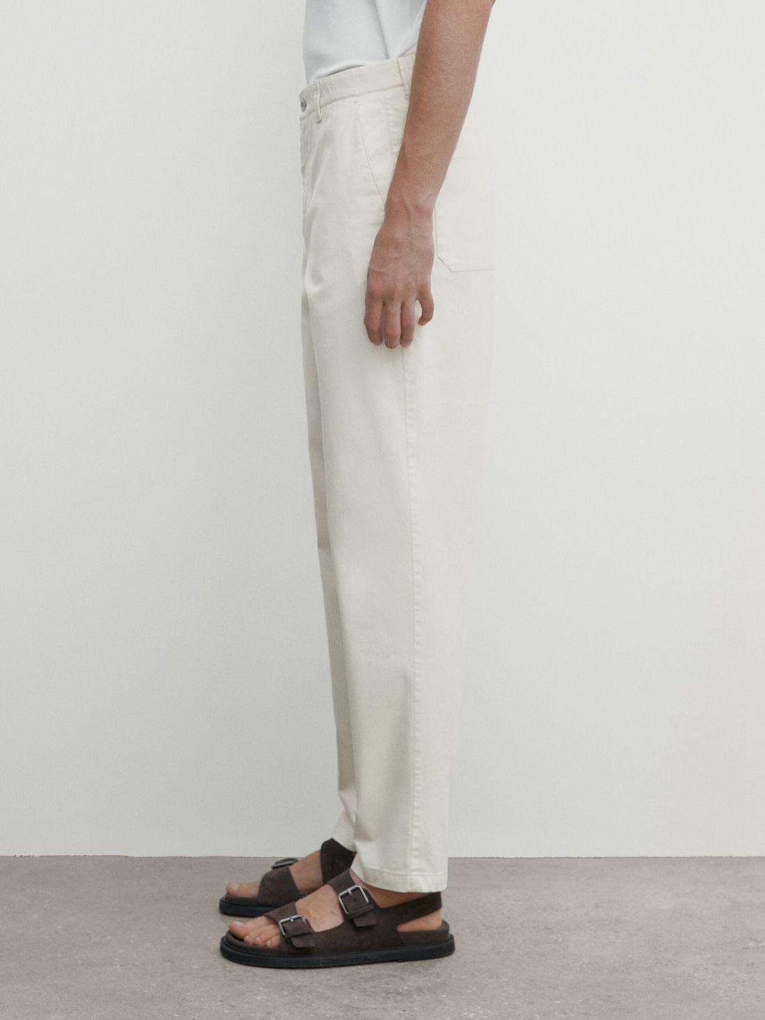 Massimo Dutti Relaxed-fit Twill Men Trousers Cream | US-LR6208519