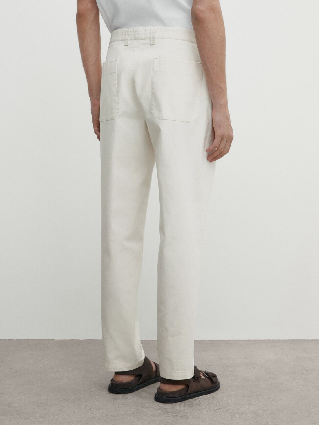 Massimo Dutti Relaxed-fit Twill Men Trousers Cream | US-LR6208519