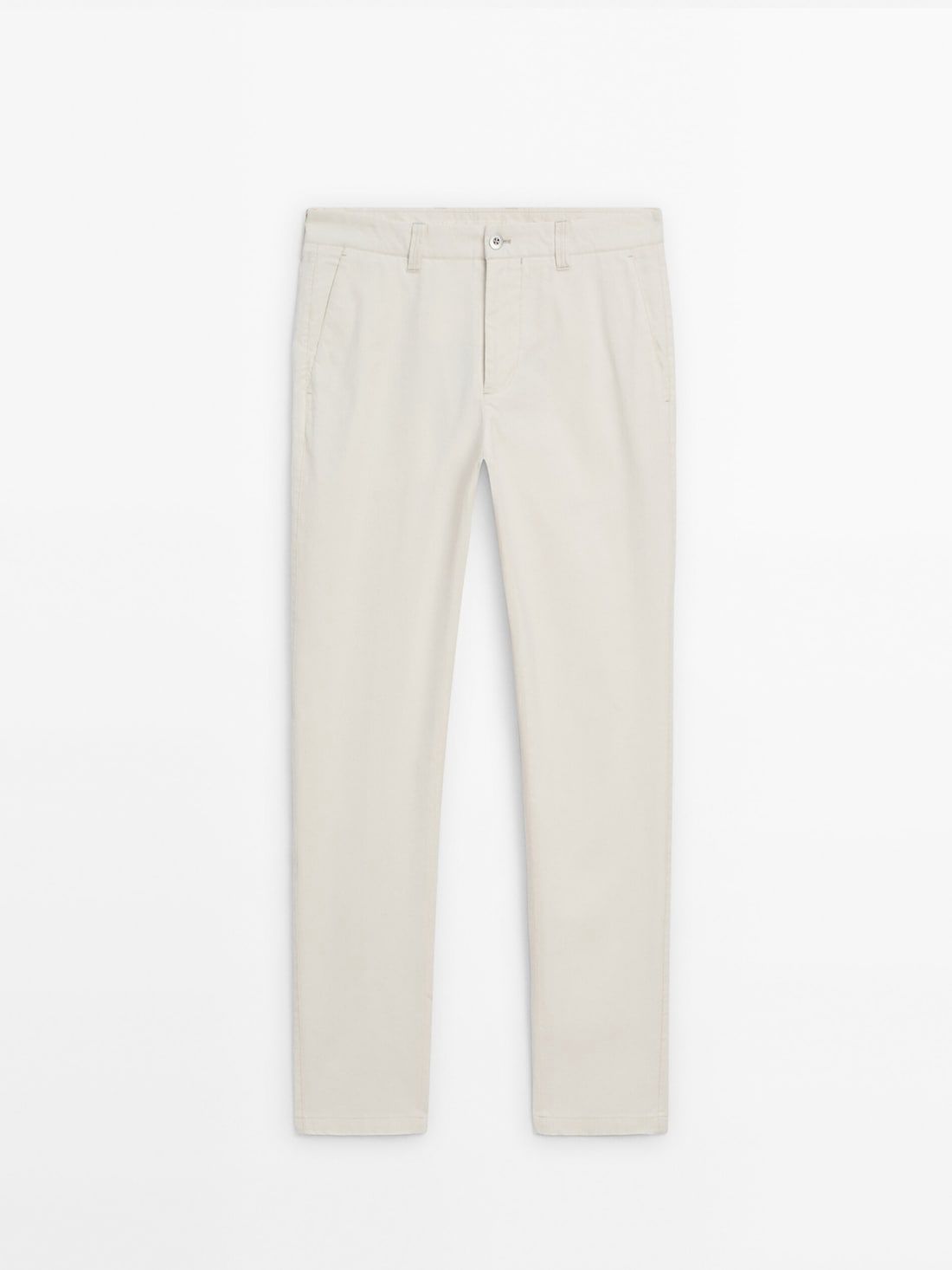 Massimo Dutti Relaxed-fit Twill Men Trousers Cream | US-LR6208519