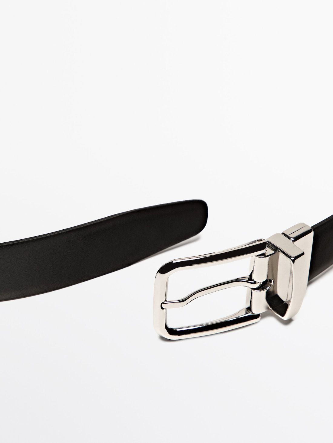 Massimo Dutti Reversible Leather Men Belt Black | US-MY2861953
