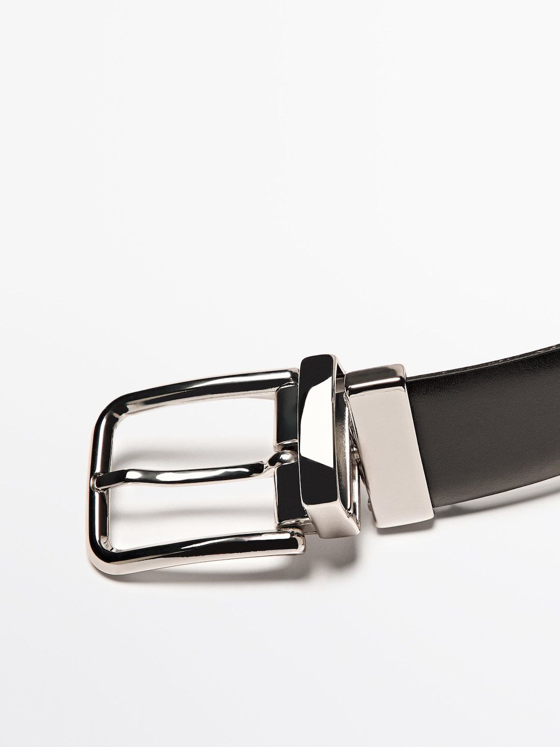 Massimo Dutti Reversible Leather Men Belt Black | US-MY2861953