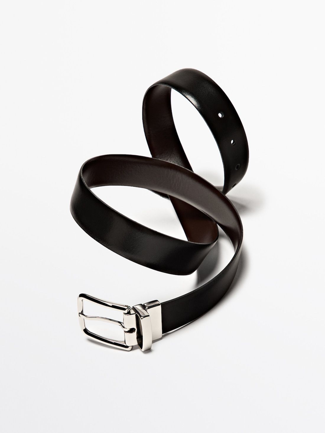 Massimo Dutti Reversible Leather Men Belt Black | US-MY2861953