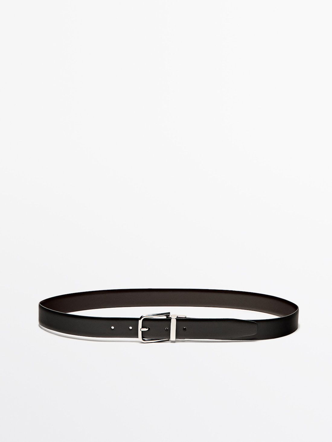 Massimo Dutti Reversible Leather Men Belt Black | US-MY2861953
