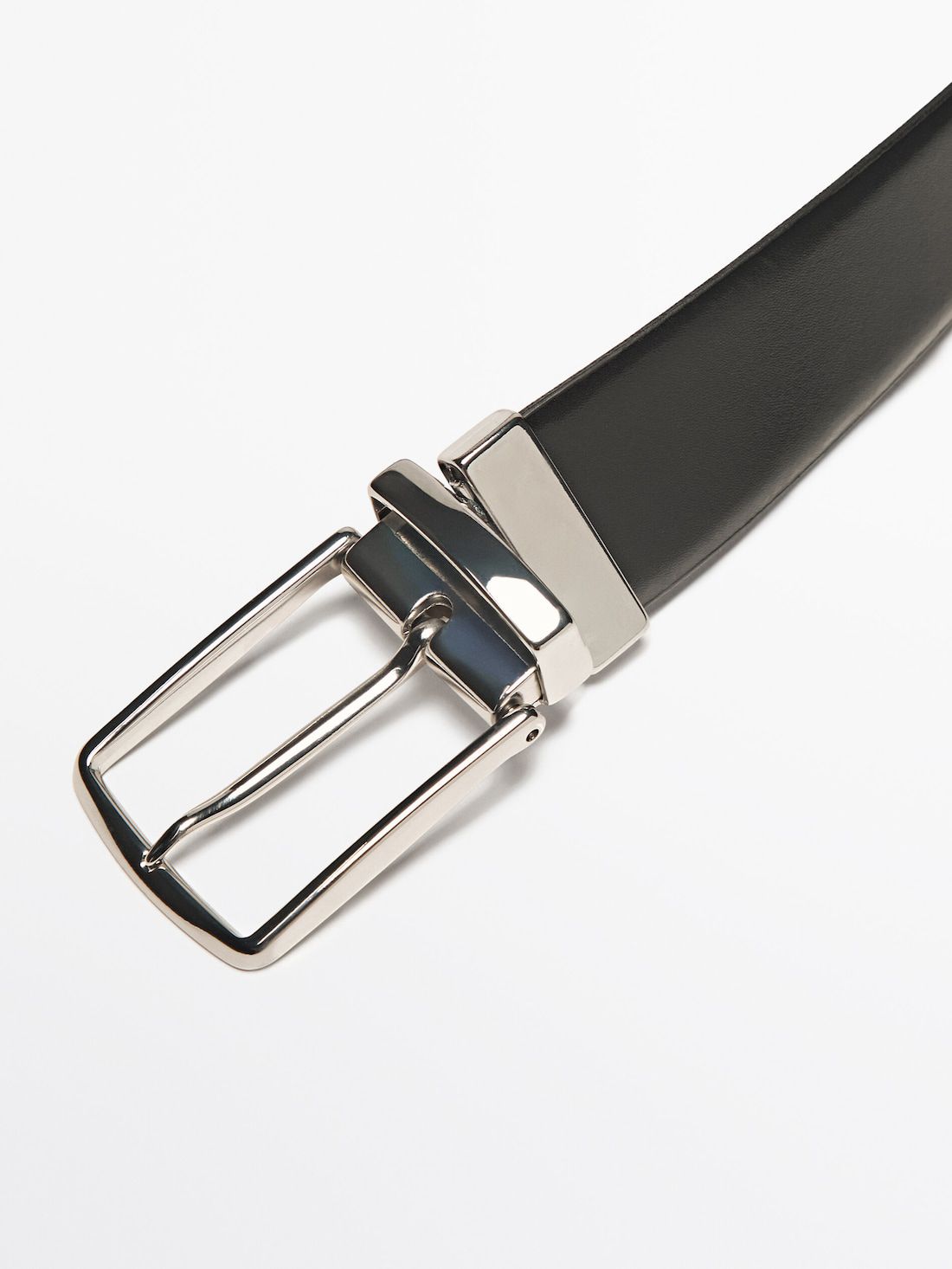 Massimo Dutti Reversible Nappa Leather Men Belt Black | US-KN3129654