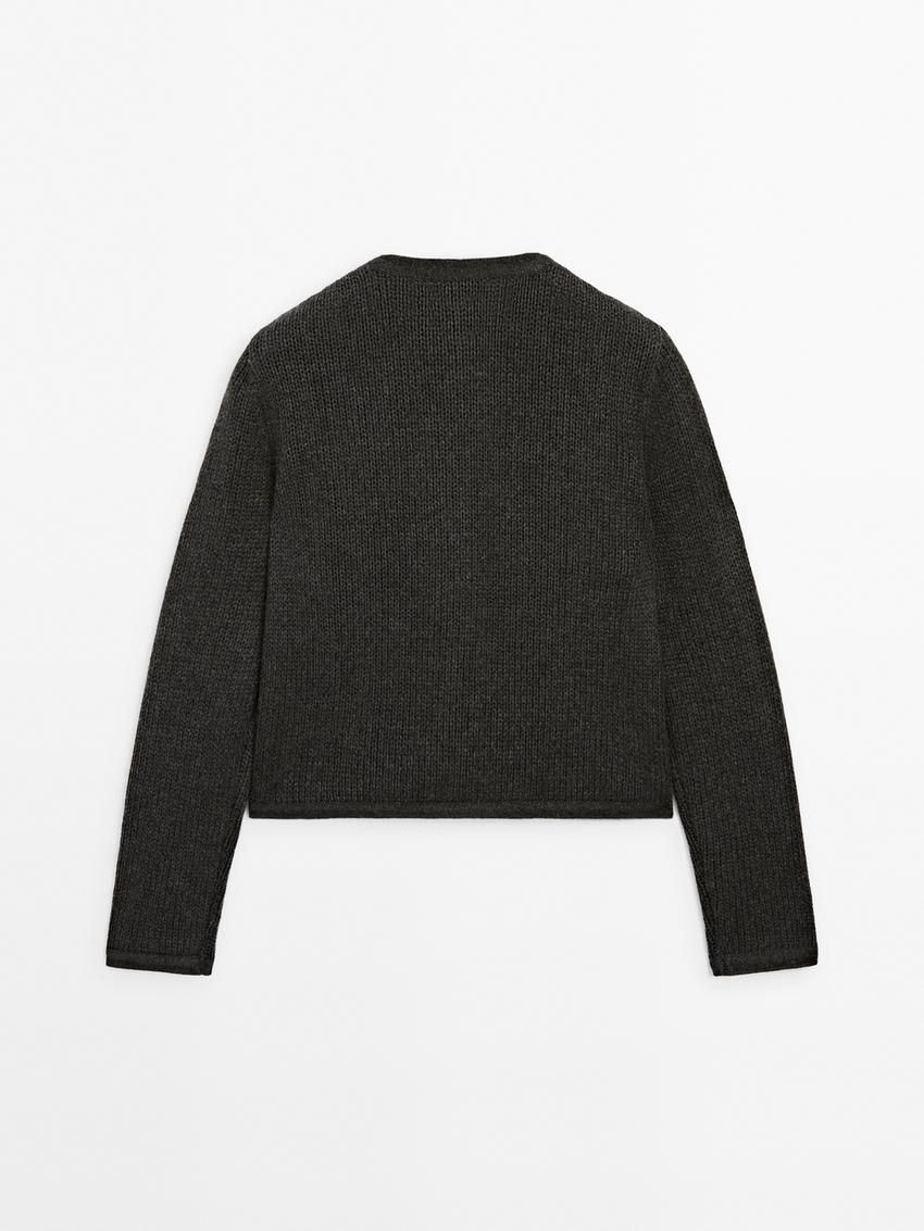 Massimo Dutti Rhinestone Button Details Women Cardigan Black | US-JX4580723