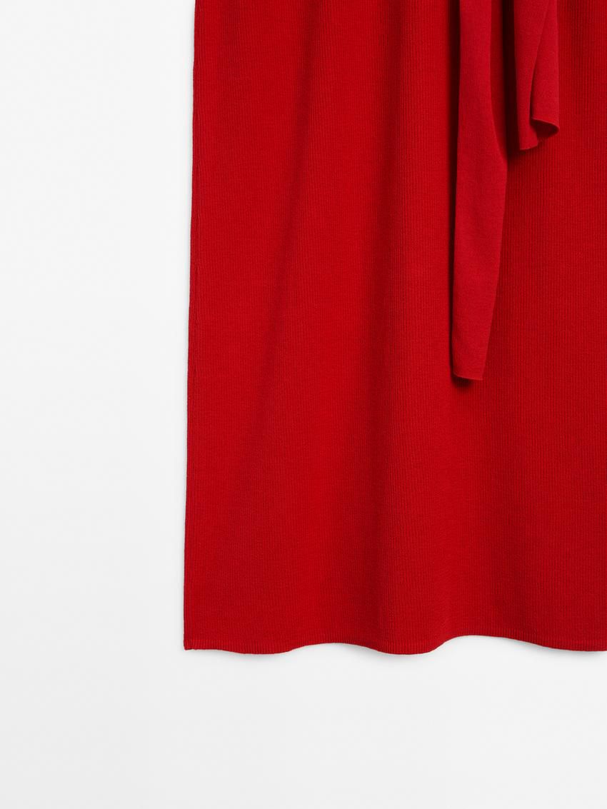 Massimo Dutti Ribbed Co-ord With Tie Detail Women Skirts Red | US-DZ9502764
