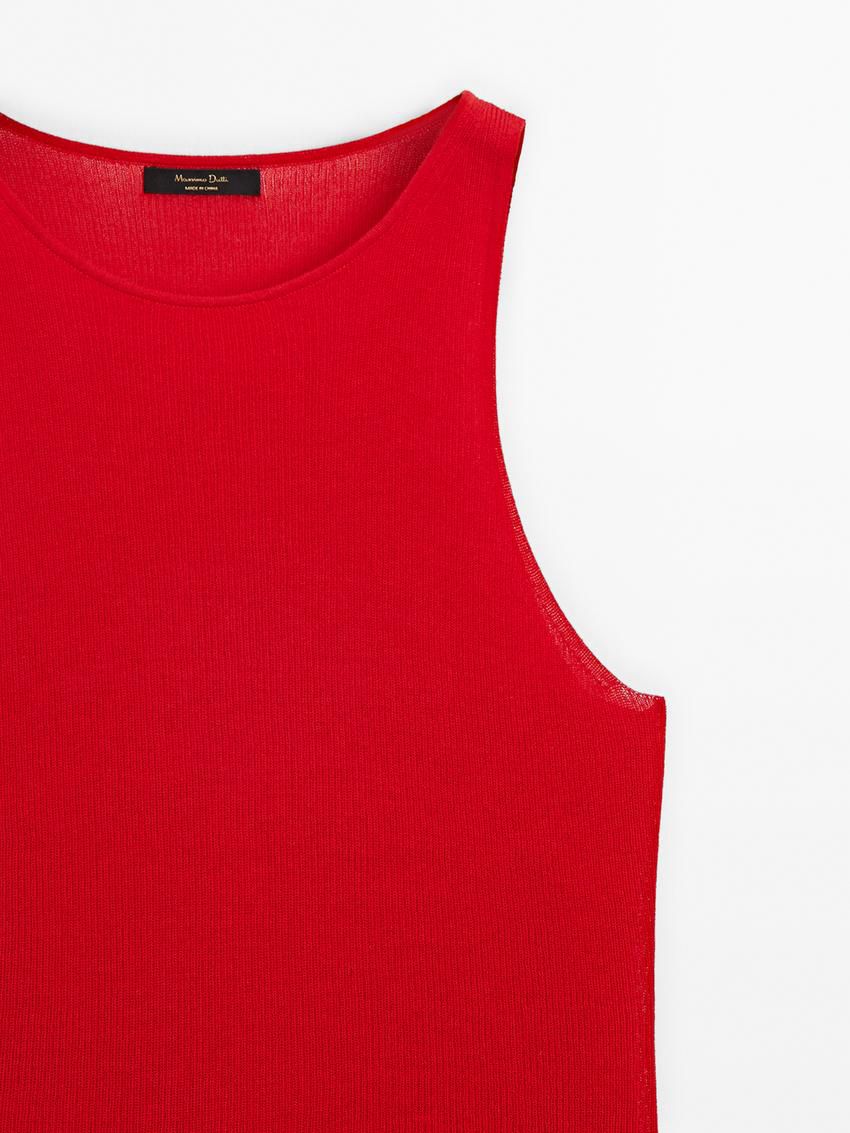 Massimo Dutti Ribbed Knit Co-ord Women Top Red | US-UH5402379