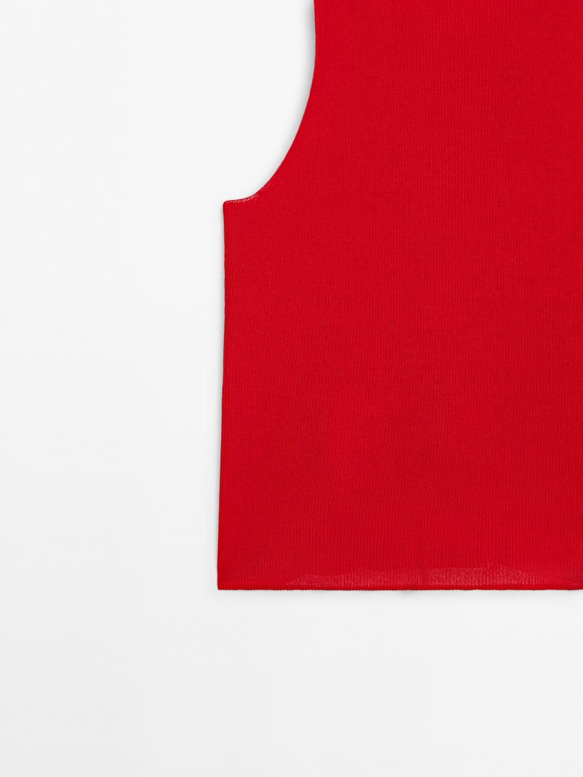 Massimo Dutti Ribbed Knit Co-ord Women Top Red | US-UH5402379