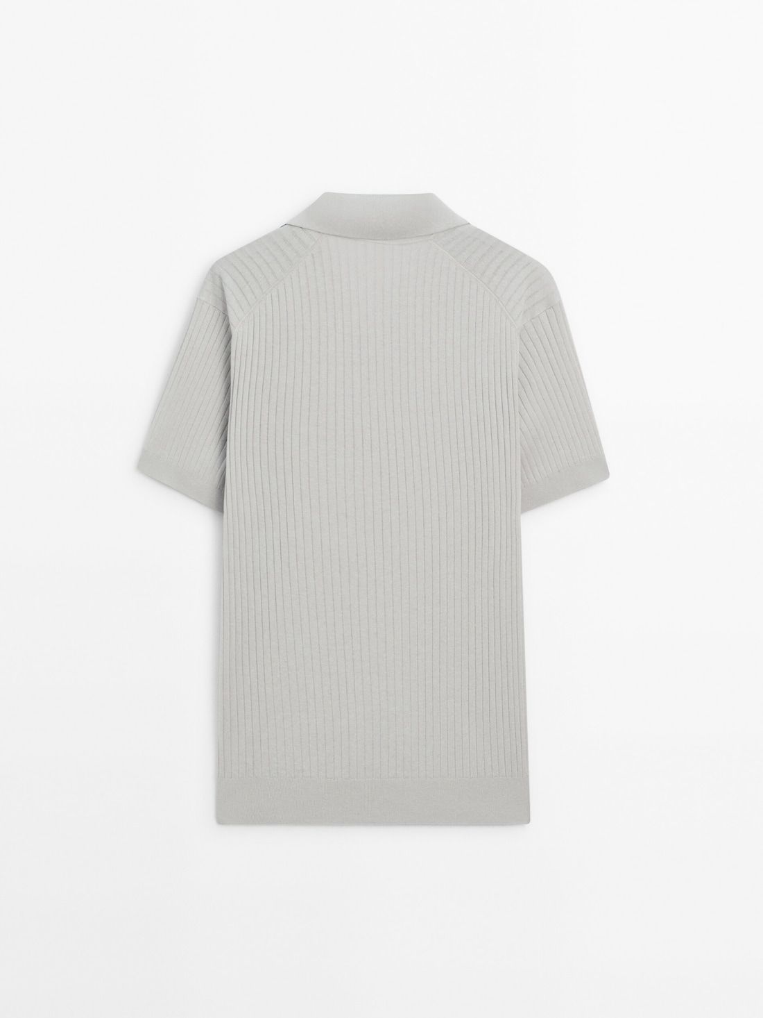 Massimo Dutti Ribbed Knit Cotton And Linen Blend Men Polo Shirt Grey | US-RL7095486