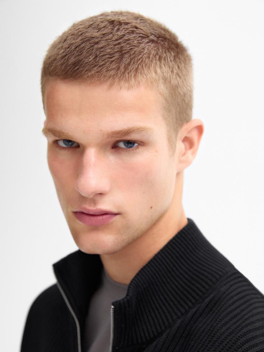Massimo Dutti Ribbed Knit With Mock Neck Men Sweater Black | US-VW7341562