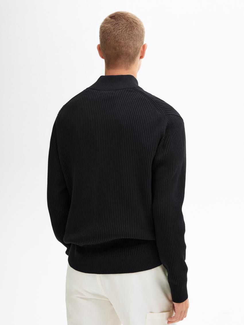 Massimo Dutti Ribbed Knit With Mock Neck Men Sweater Black | US-VW7341562