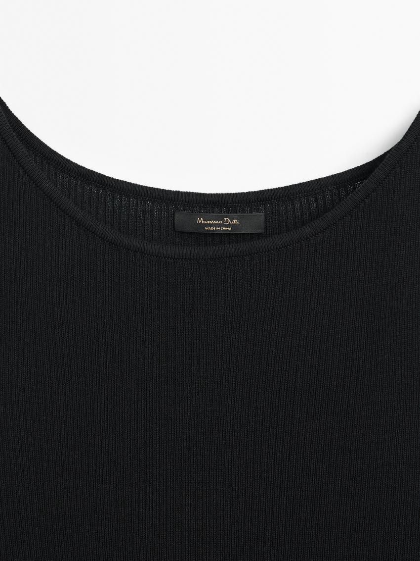 Massimo Dutti Ribbed Knit Women Top Black | US-PK5907316