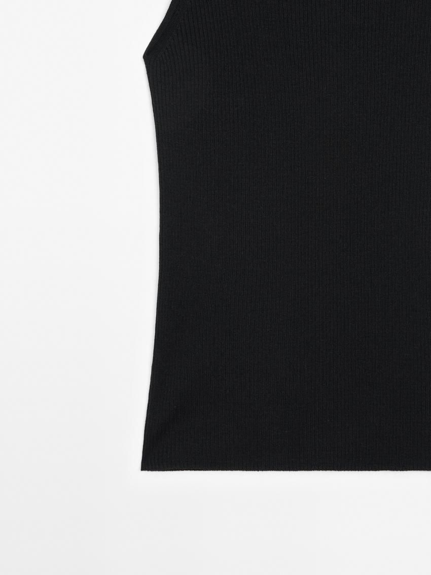 Massimo Dutti Ribbed Knit Women Top Black | US-PK5907316