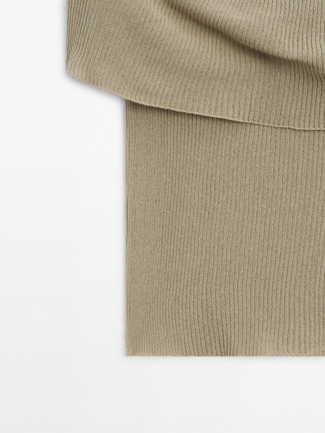 Massimo Dutti Ribbed Off-the-shoulder Women Top Khaki | US-EK7894630