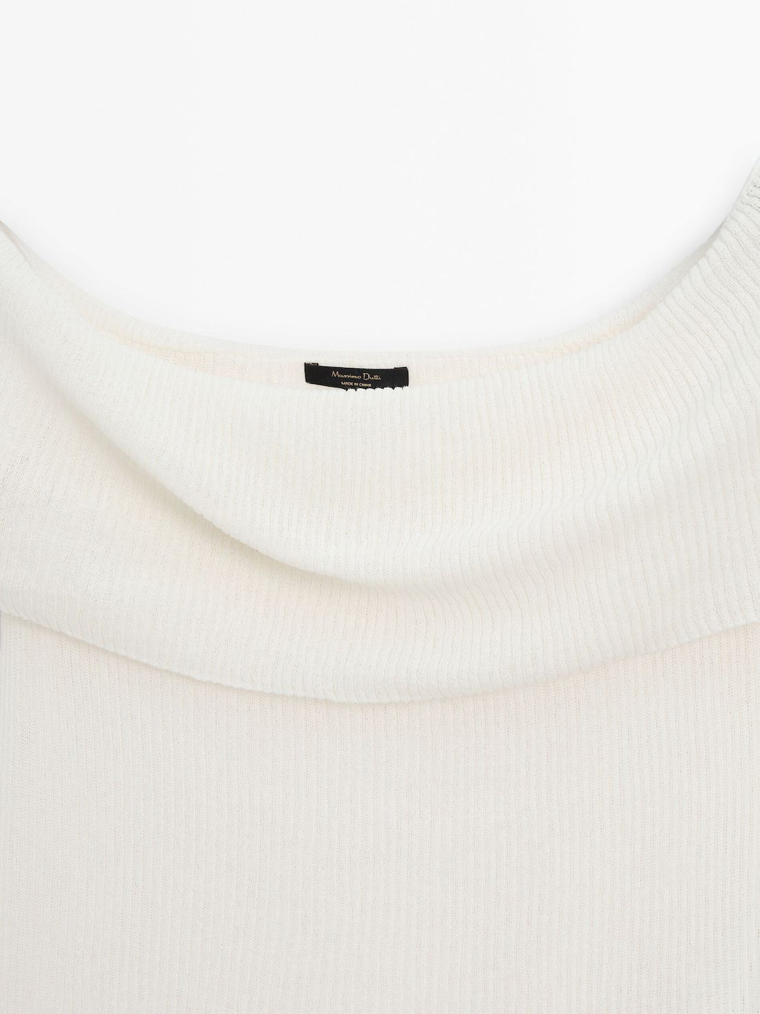 Massimo Dutti Ribbed Off-the-shoulder Women Top Cream | US-FS6980247