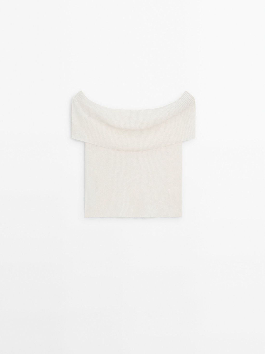 Massimo Dutti Ribbed Off-the-shoulder Women Top Cream | US-FS6980247