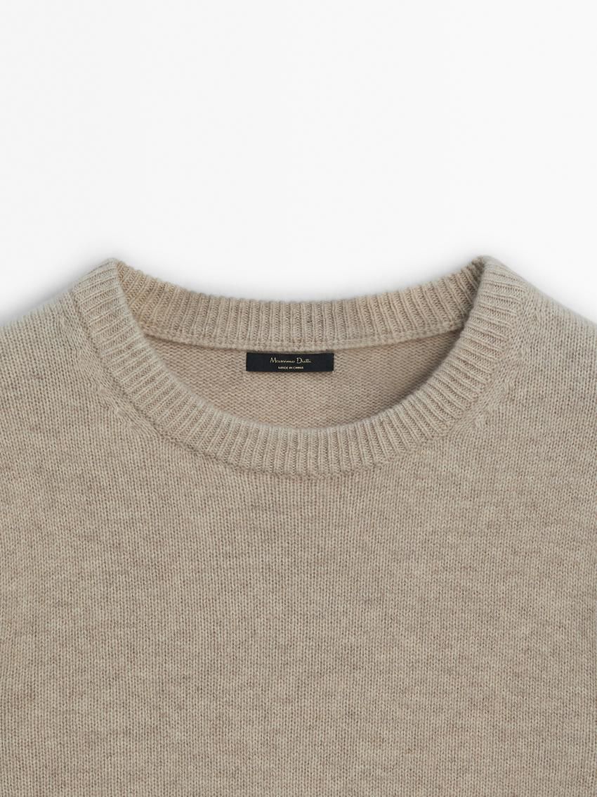 Massimo Dutti Round Neck Wool Blend Women Jumpers Beige | US-ID7132985