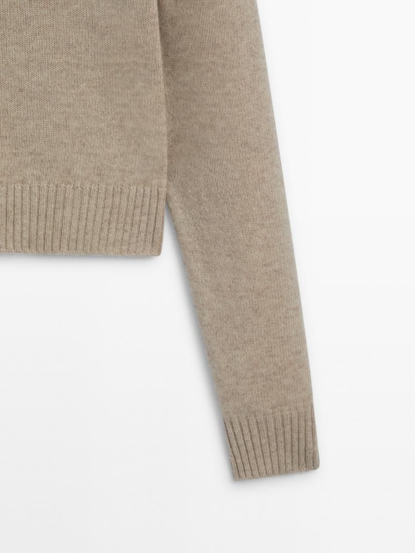 Massimo Dutti Round Neck Wool Blend Women Jumpers Beige | US-ID7132985