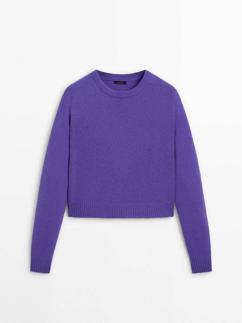 Massimo Dutti Round Neck Wool Blend Women Jumpers Purple | US-JE3460278