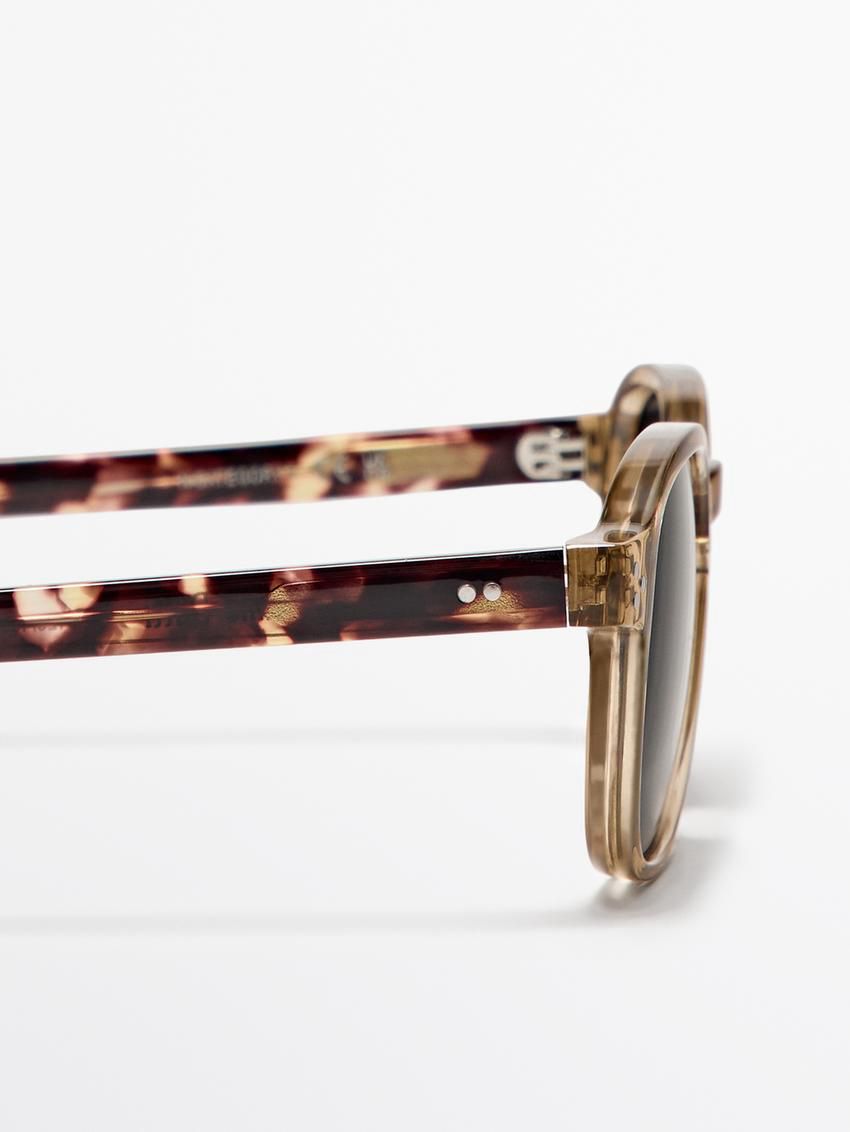 Massimo Dutti Round Tortoiseshell-effect Men Sunglasses Brown | US-SW7219530