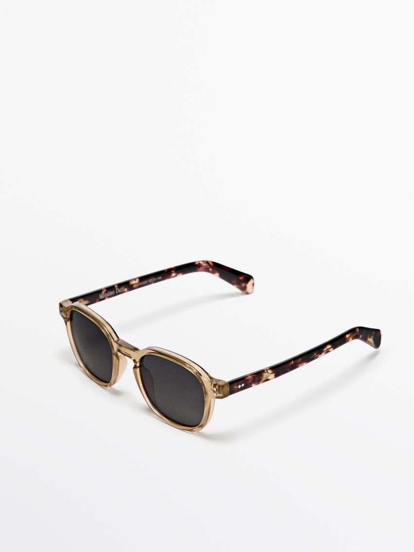 Massimo Dutti Round Tortoiseshell-effect Men Sunglasses Brown | US-SW7219530