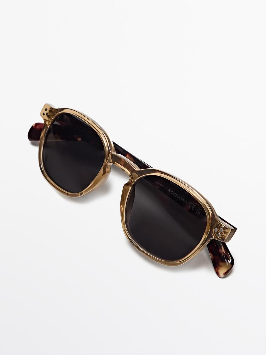 Massimo Dutti Round Tortoiseshell-effect Men Sunglasses Brown | US-SW7219530