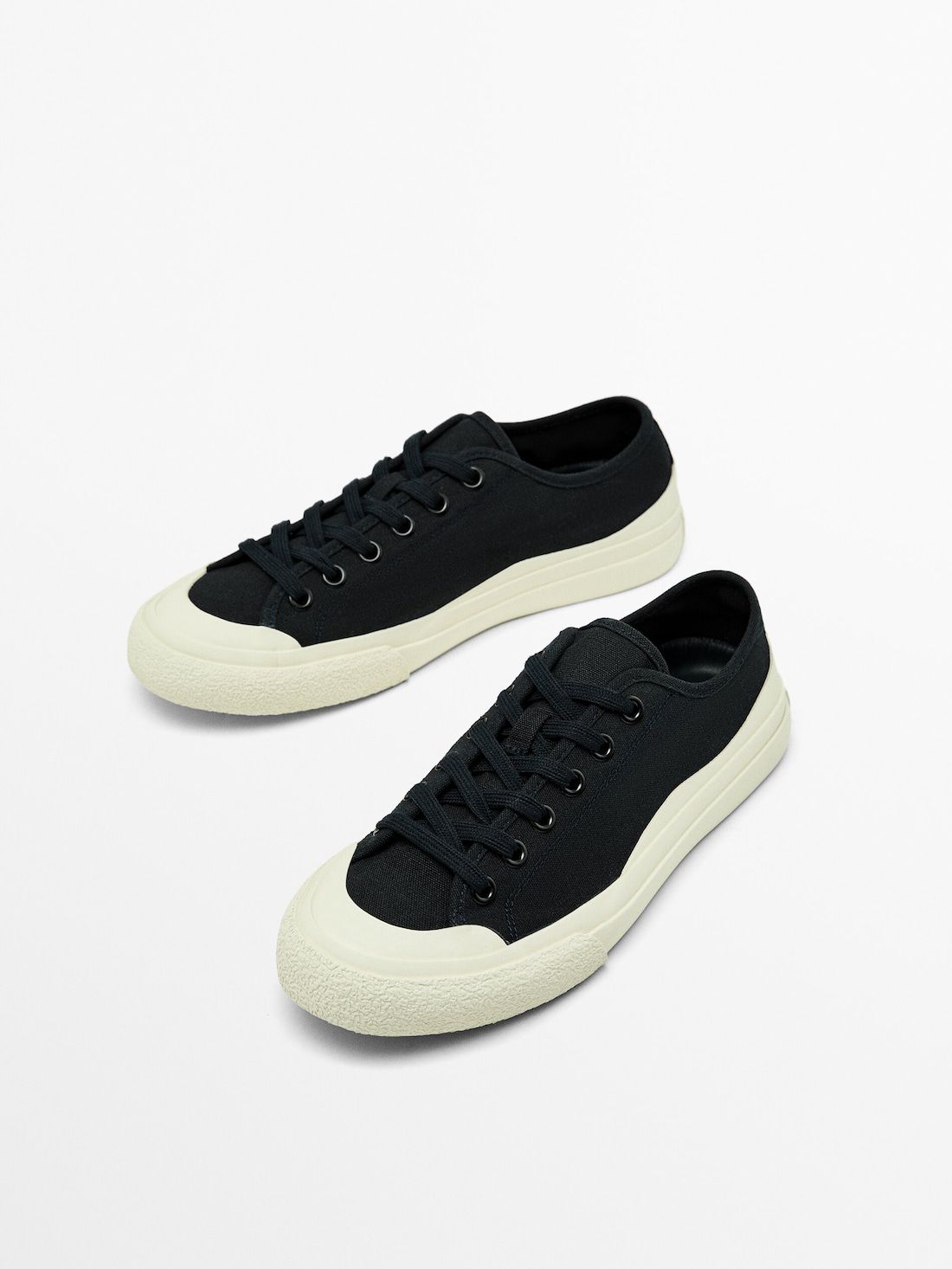 Massimo Dutti Rubberised Canvas Men Sneakers Navy | US-NW1769548