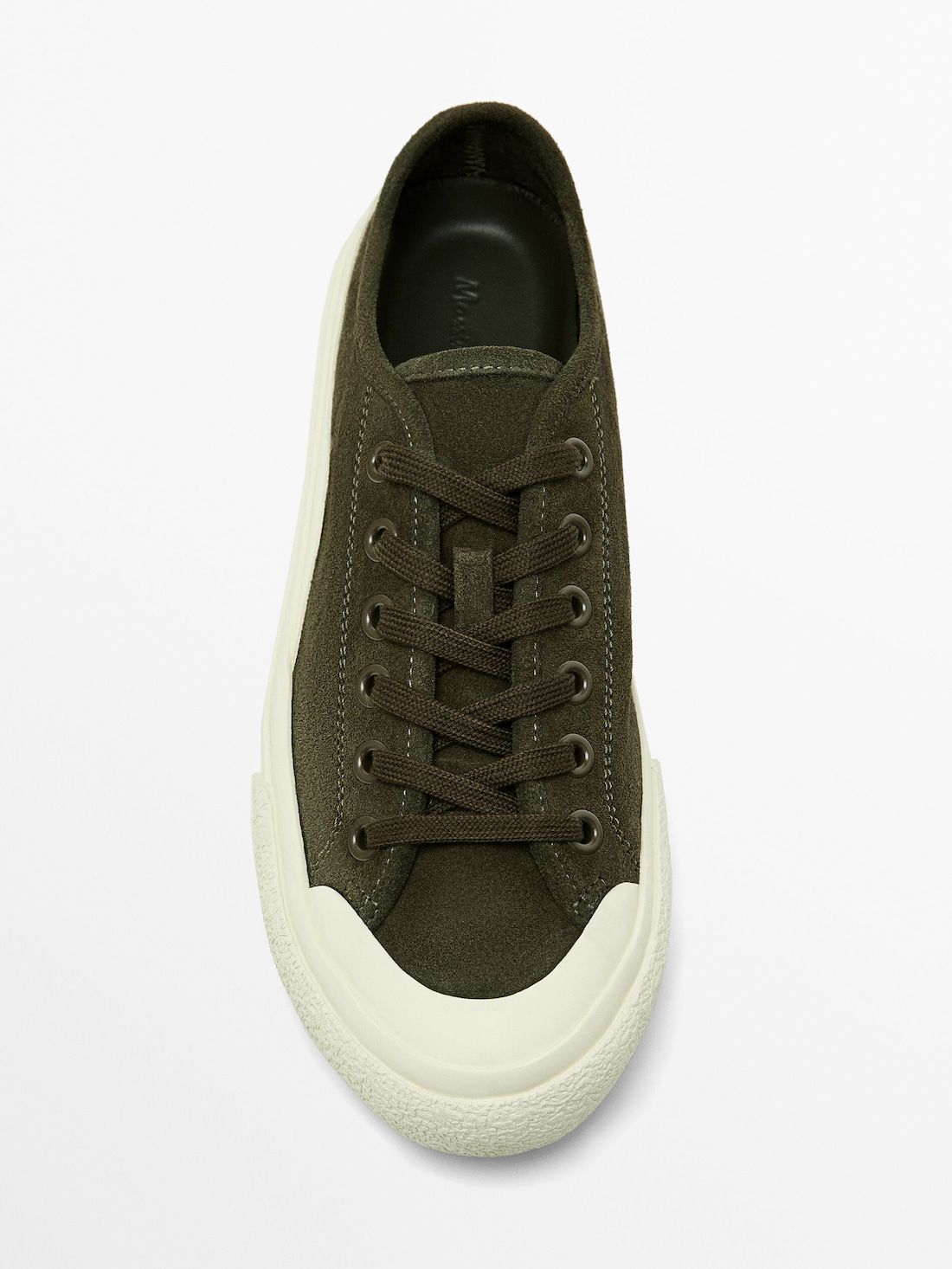 Massimo Dutti Rubberised Split Leather Men Sneakers Khaki | US-QF7809235