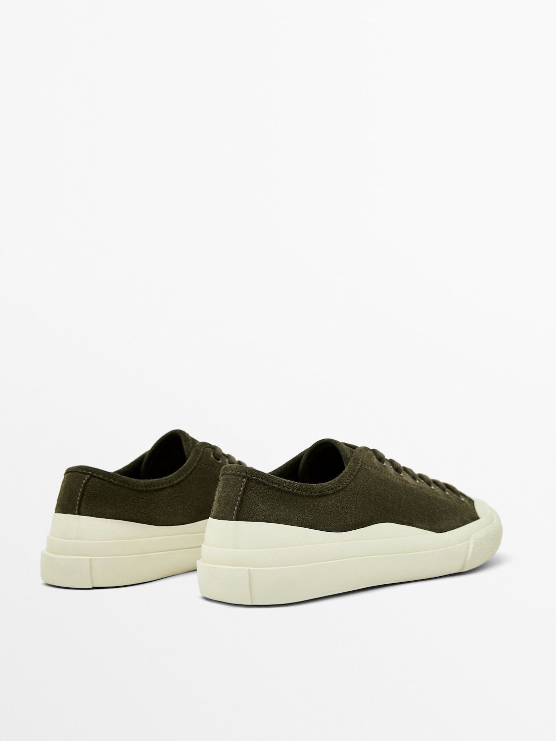 Massimo Dutti Rubberised Split Leather Men Sneakers Khaki | US-QF7809235