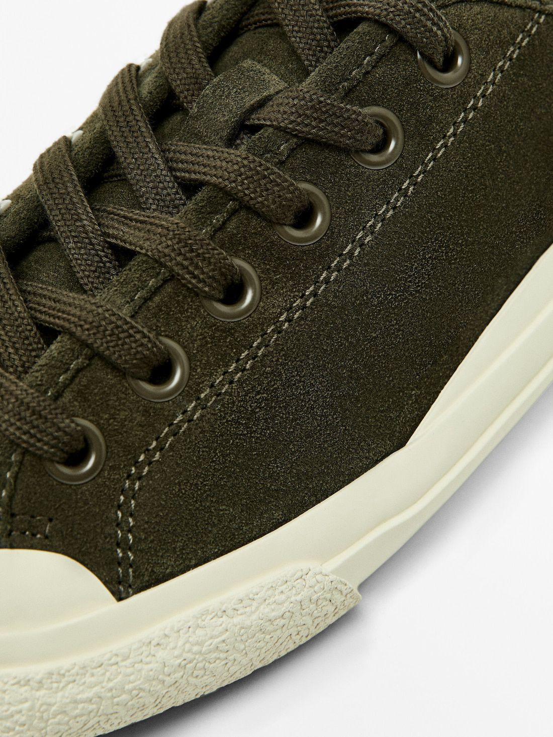 Massimo Dutti Rubberised Split Leather Men Sneakers Khaki | US-QF7809235