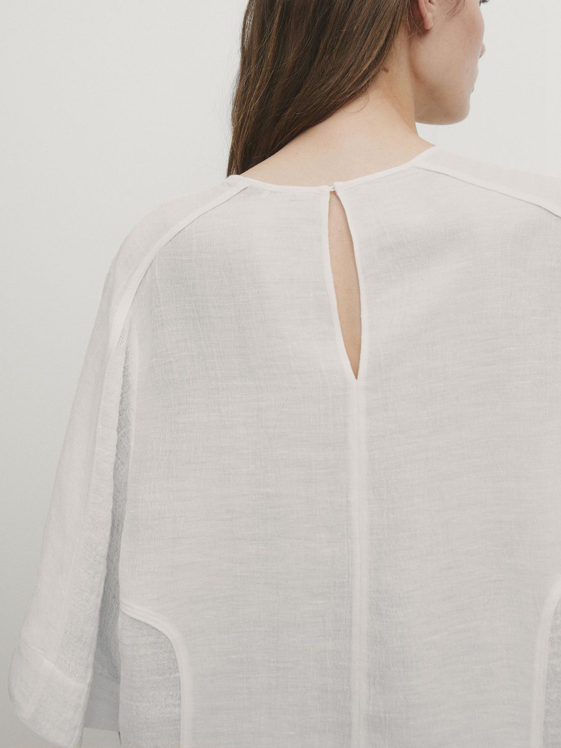 Massimo Dutti Rustic Linen Blend Women Blouse Cream | US-VI6548031