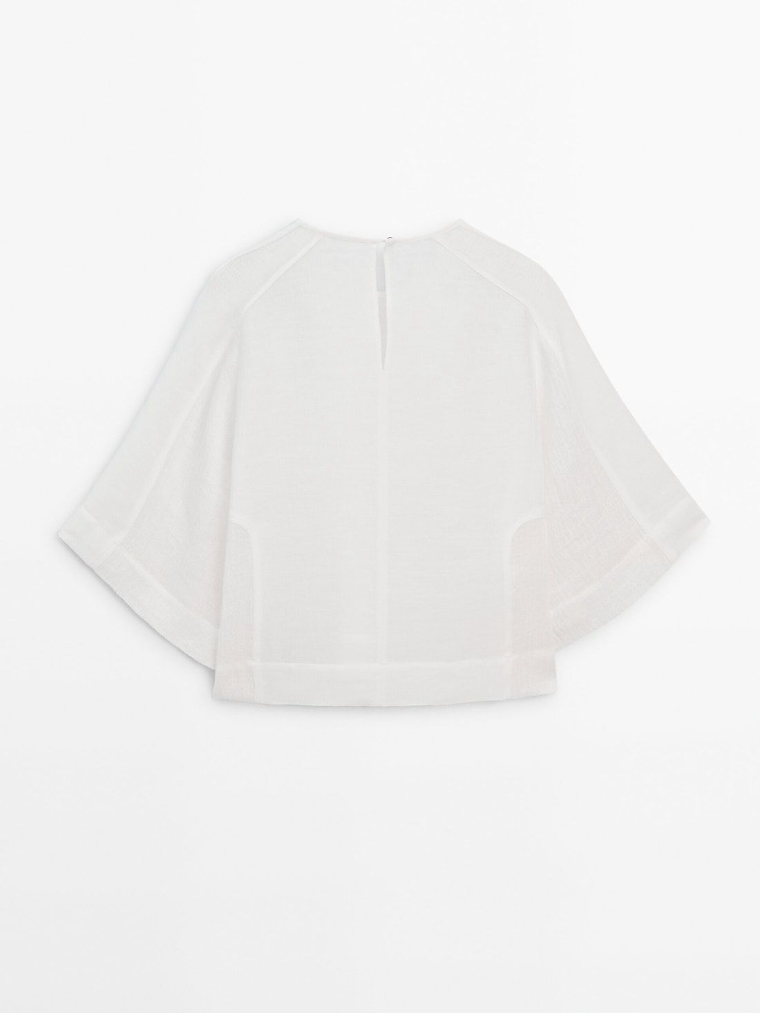 Massimo Dutti Rustic Linen Blend Women Blouse Cream | US-VI6548031