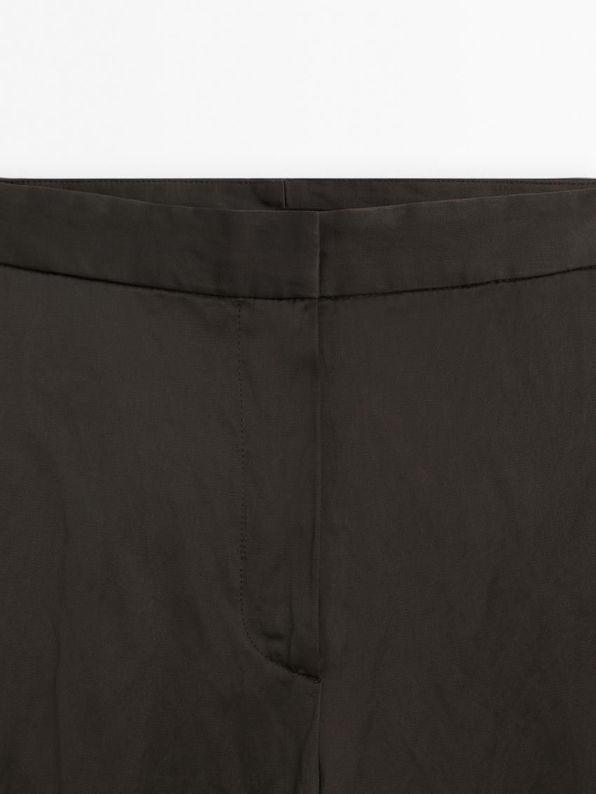 Massimo Dutti Satin Barrel Fit Women Trousers Chocolate | US-CR9175320