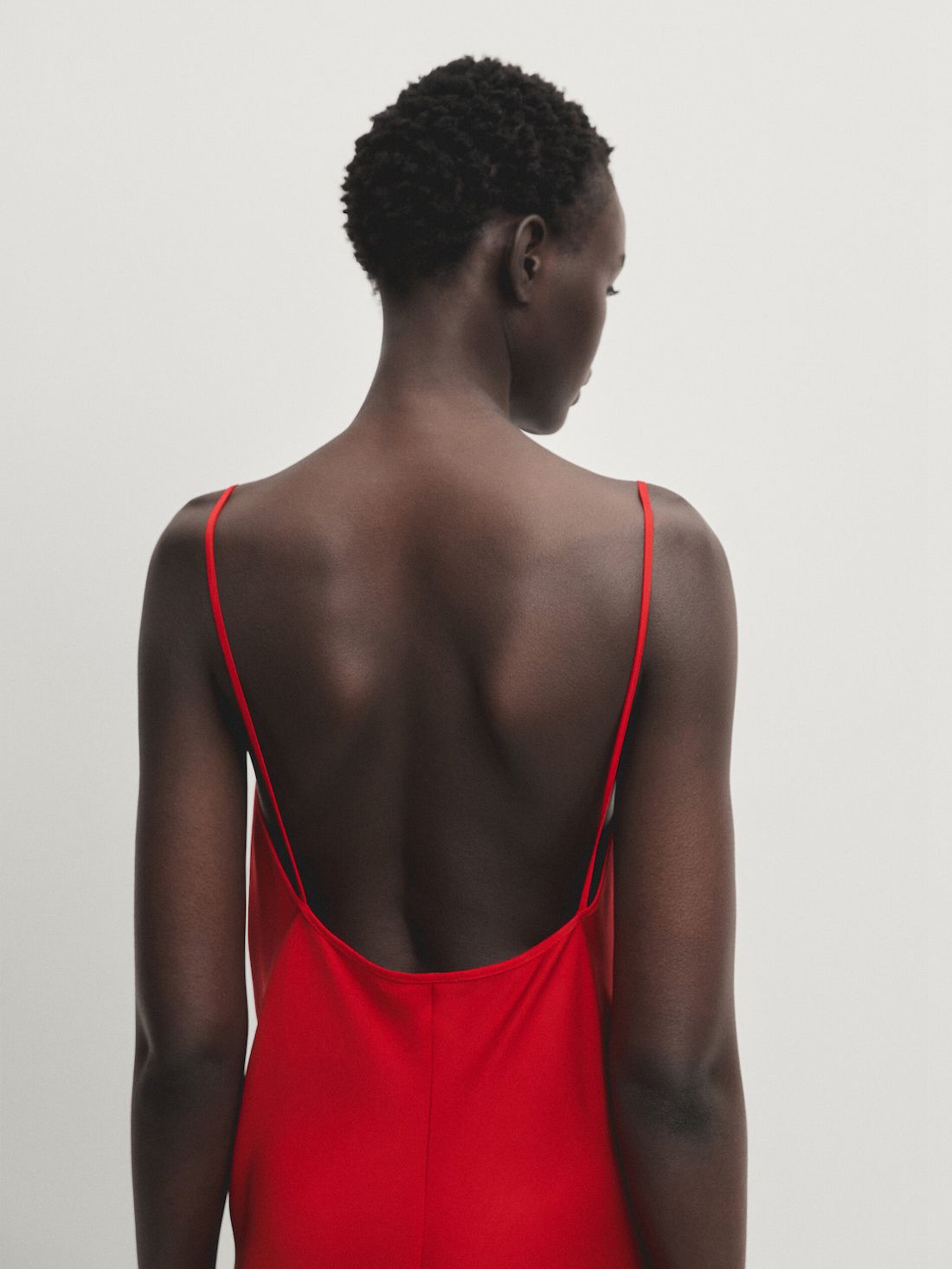 Massimo Dutti Satin Camisole Midi Women Dress Red | US-CA0678435