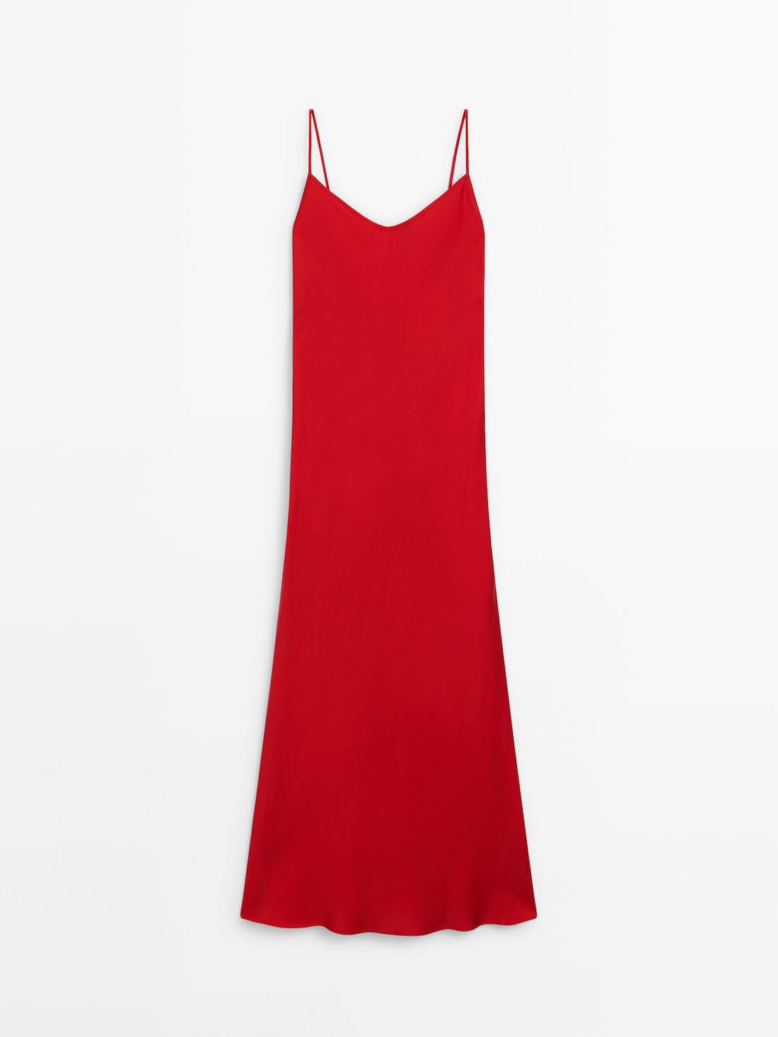 Massimo Dutti Satin Camisole Midi Women Dress Red | US-CA0678435