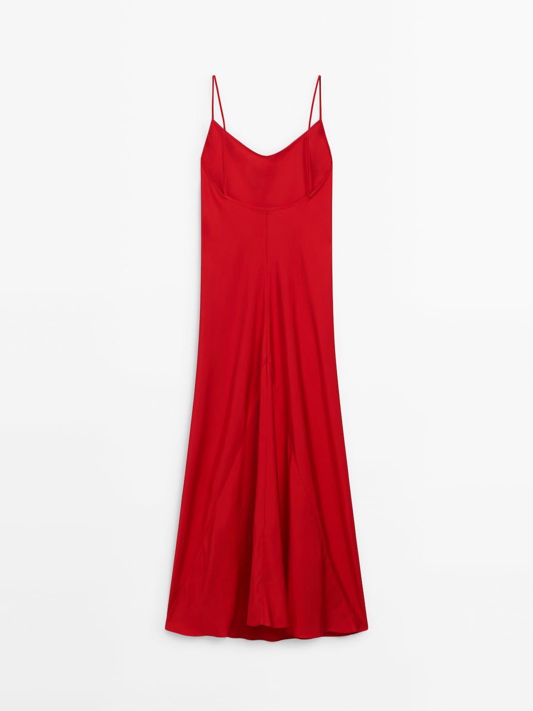 Massimo Dutti Satin Camisole Midi Women Dress Red | US-CA0678435