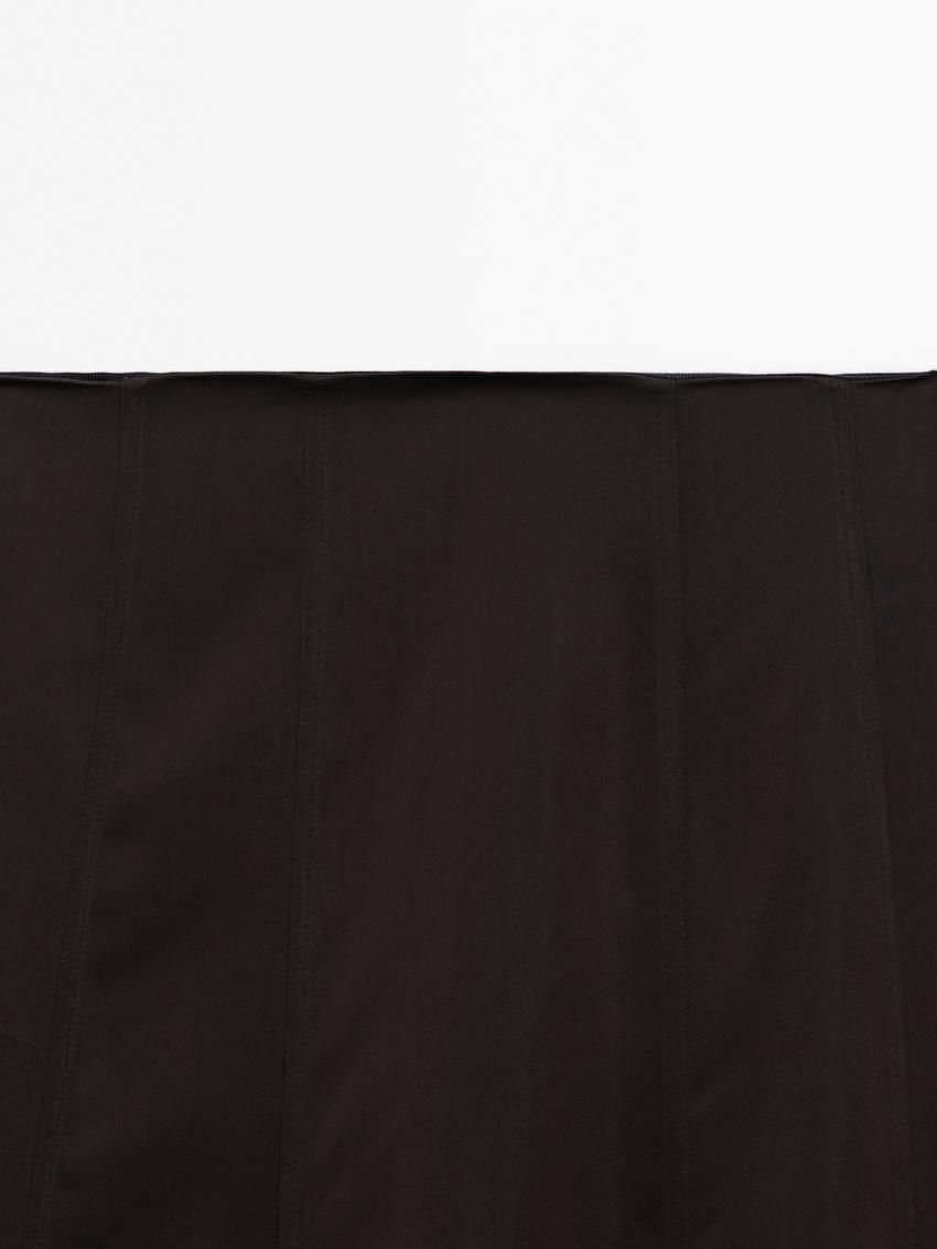 Massimo Dutti Satin Flared Midi With Seams Women Skirts Chocolate | US-GB7089546