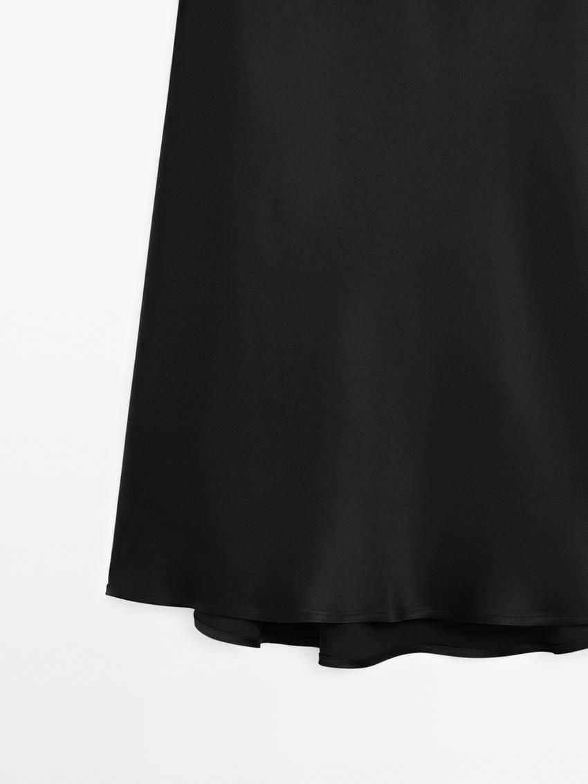 Massimo Dutti Satin Midi Women Skirts Black | US-PR9246307