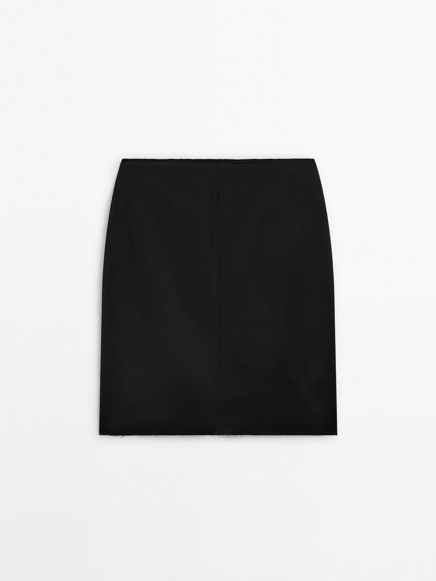 Massimo Dutti Satin Midi Women Skirts Black | US-EF4053967
