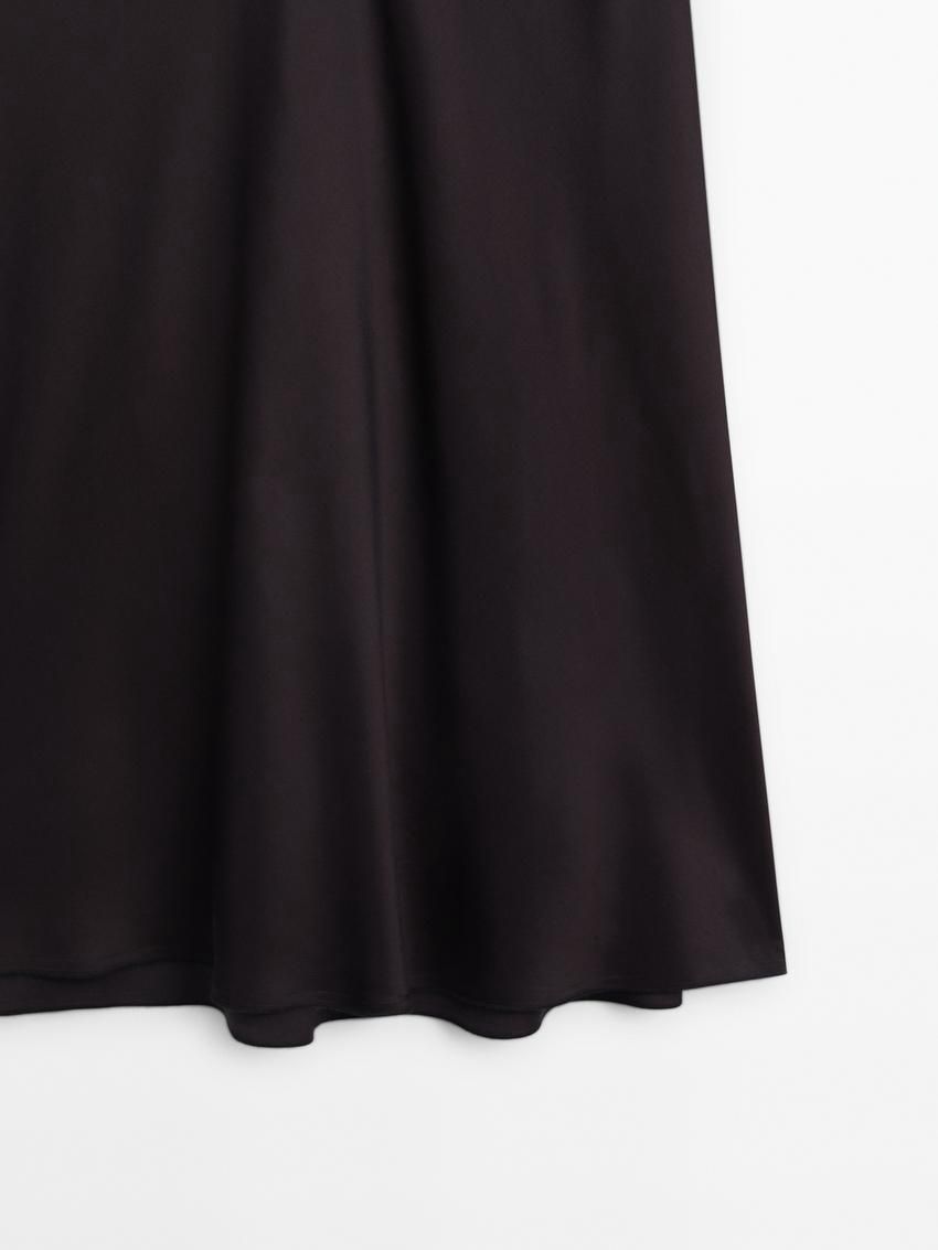 Massimo Dutti Satin Midi Women Skirts Dark Purple | US-AV7342596