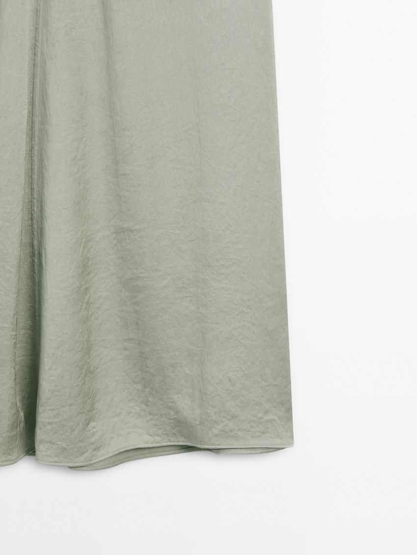 Massimo Dutti Satin Voluminous Co-ord Midi Women Skirts Light Green | US-VR1205749