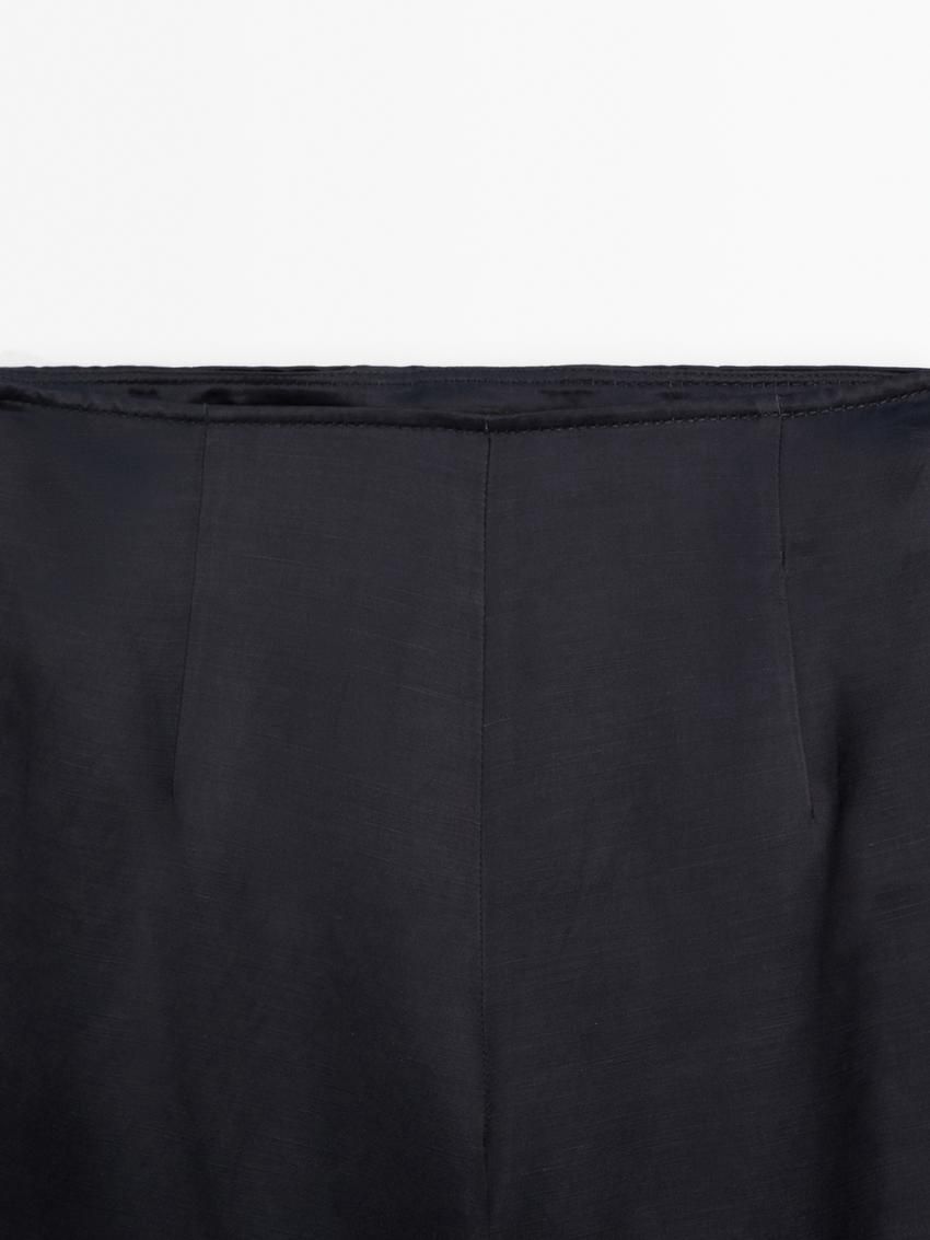 Massimo Dutti Satin Wide-leg Cropped Co-ord Women Trousers Navy | US-QA3190546