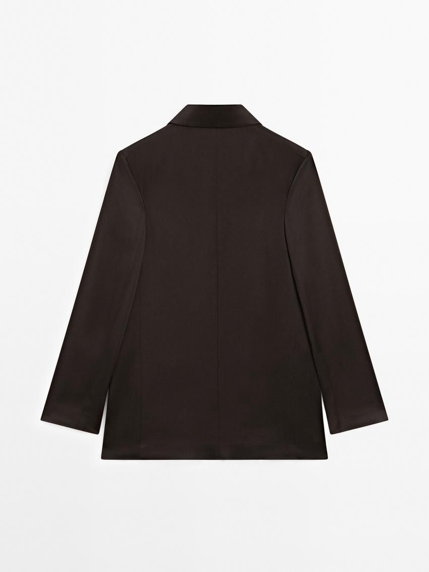 Massimo Dutti Satin Women Blazer Dark Brown | US-YK5736298