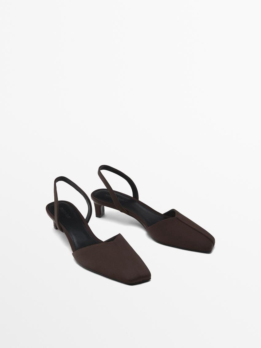 Massimo Dutti Satin Women Heels Dark Brown | US-QD1924037