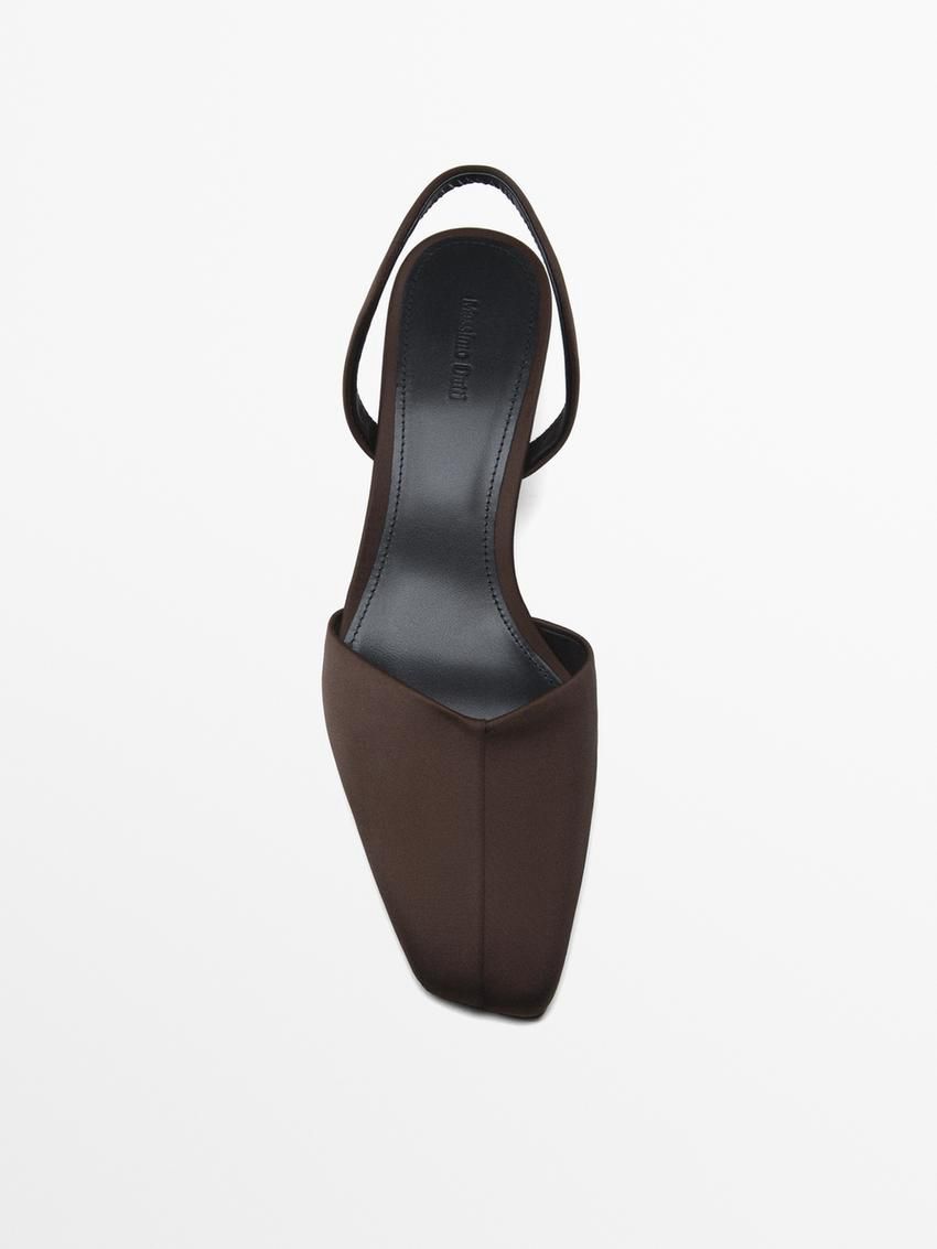 Massimo Dutti Satin Women Heels Dark Brown | US-QD1924037
