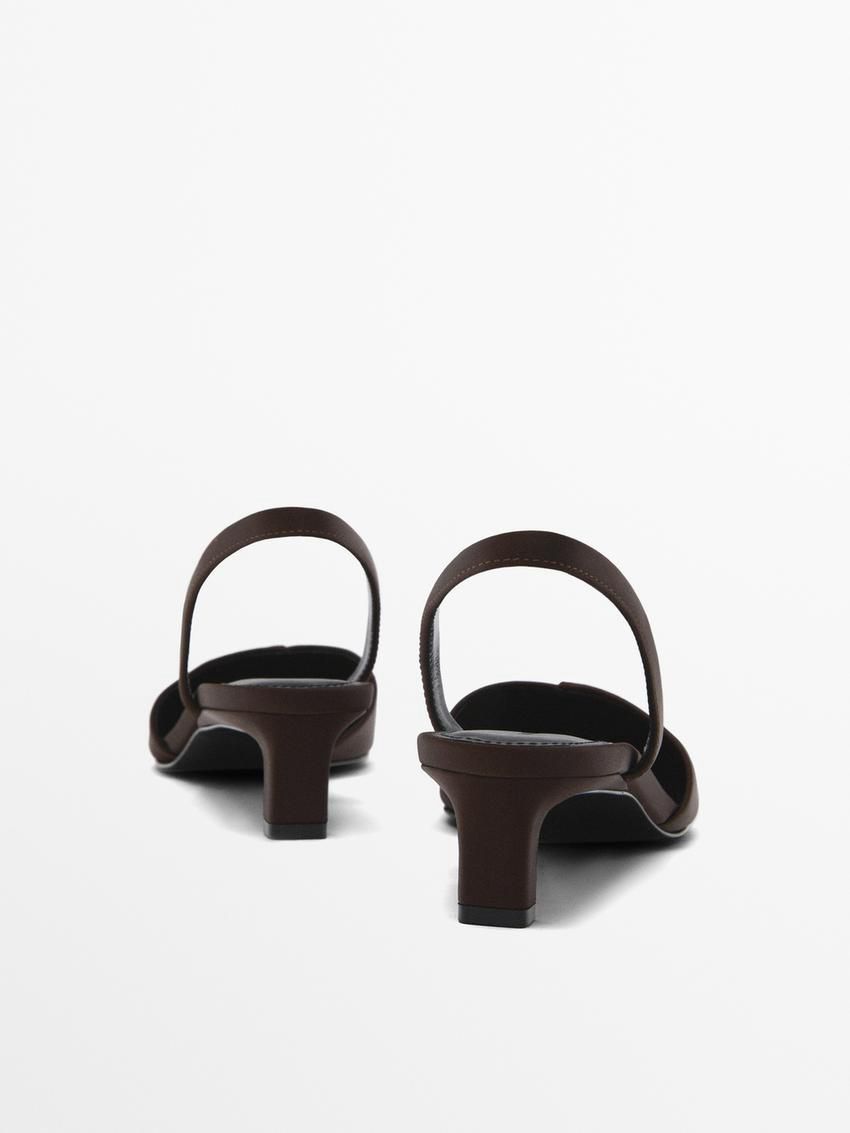 Massimo Dutti Satin Women Heels Dark Brown | US-QD1924037