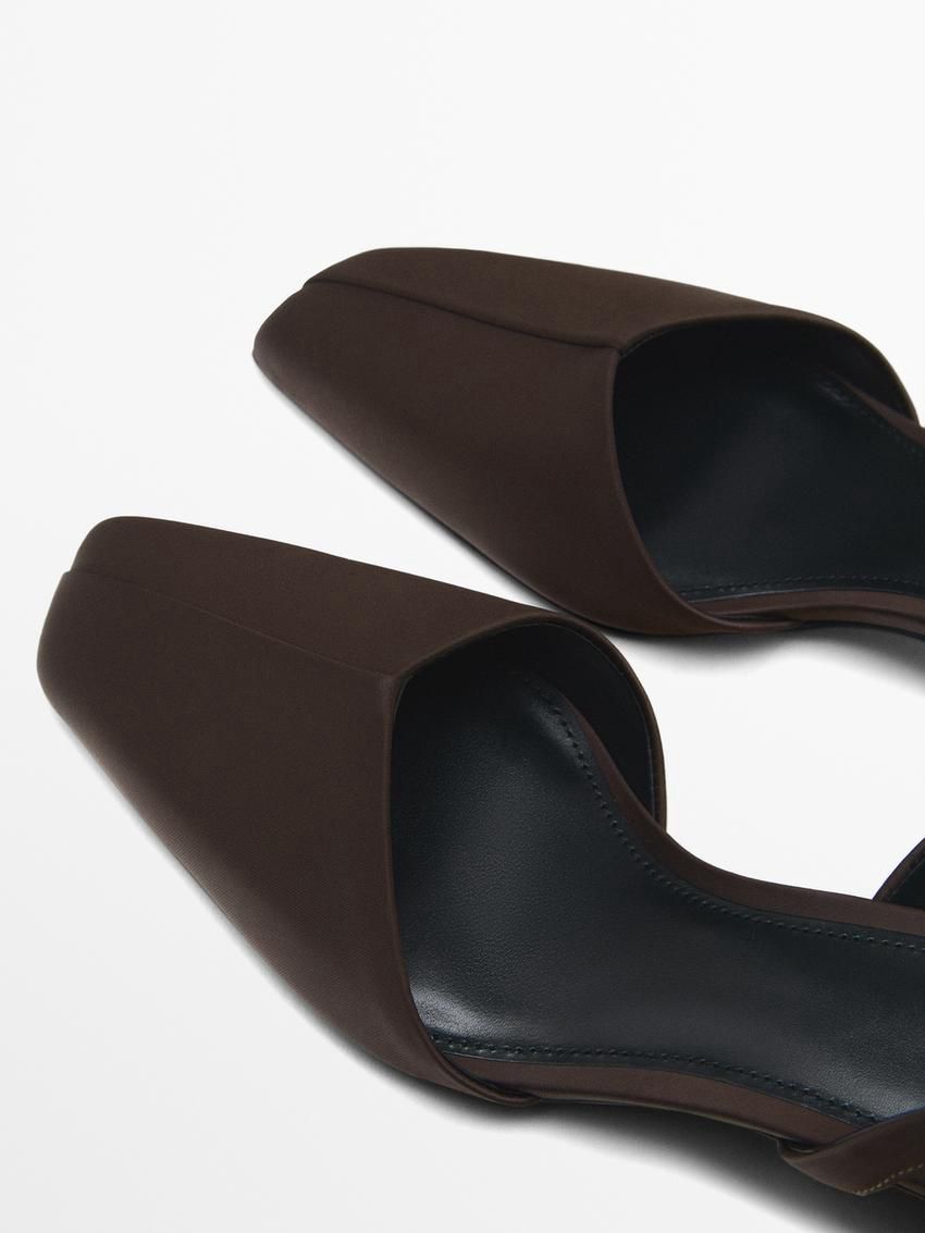 Massimo Dutti Satin Women Heels Dark Brown | US-QD1924037