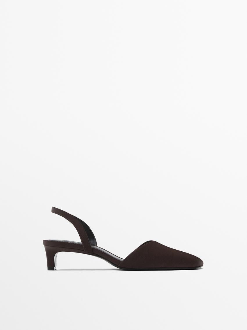 Massimo Dutti Satin Women Heels Dark Brown | US-QD1924037